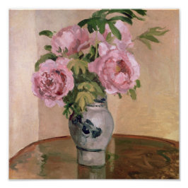 Póster Vintage Pissarro Bouquet de Peonías Rosa