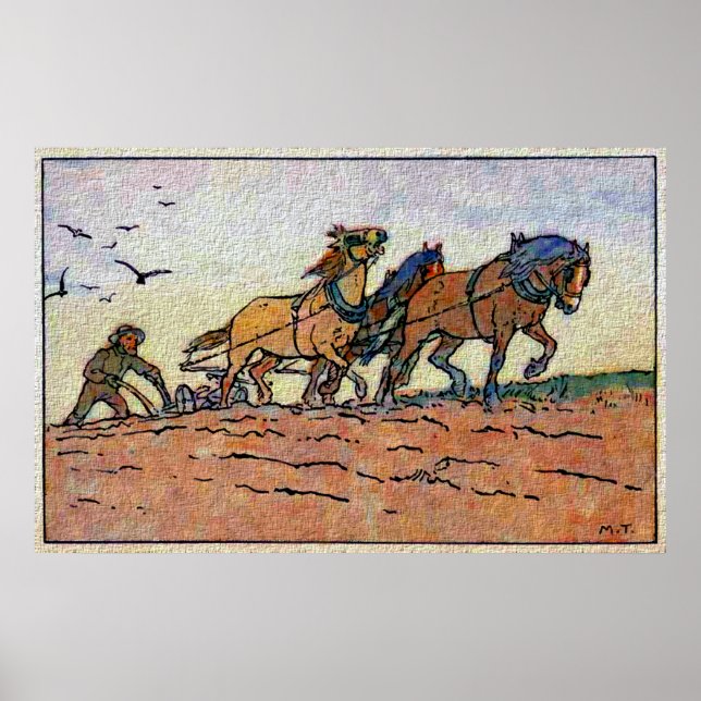 Póster Vintage Plough Team (Frente)