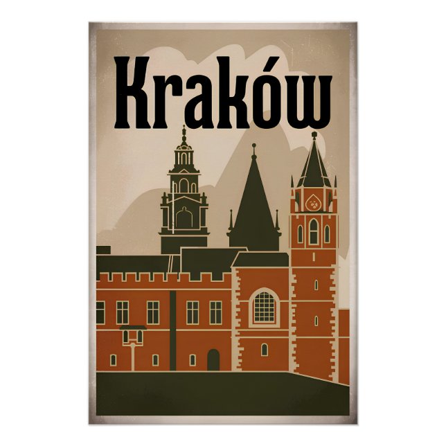 Póster Vintage polaco de Cracovia (Anverso)