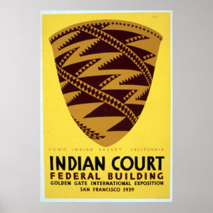 Póster Vintage Pomo Indian Basket San Francisco WPA