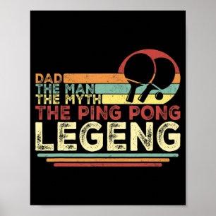 Póster Vintage Pong Dad Ping Pong Jugando a Tee Fathe
