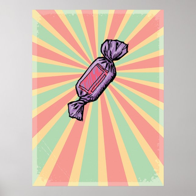 Póster Vintage Pop Art Wrapped Candy (Frente)