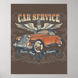 Póster Vintage Poster Car Service