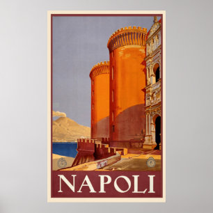 Póster Vintage poster del viaje de Napoli, Italia
