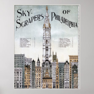 Póster Vintage Poster - Sky Scrapers of Philadelphia