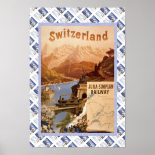 Póster Vintage Poster suizo Jura Simplon