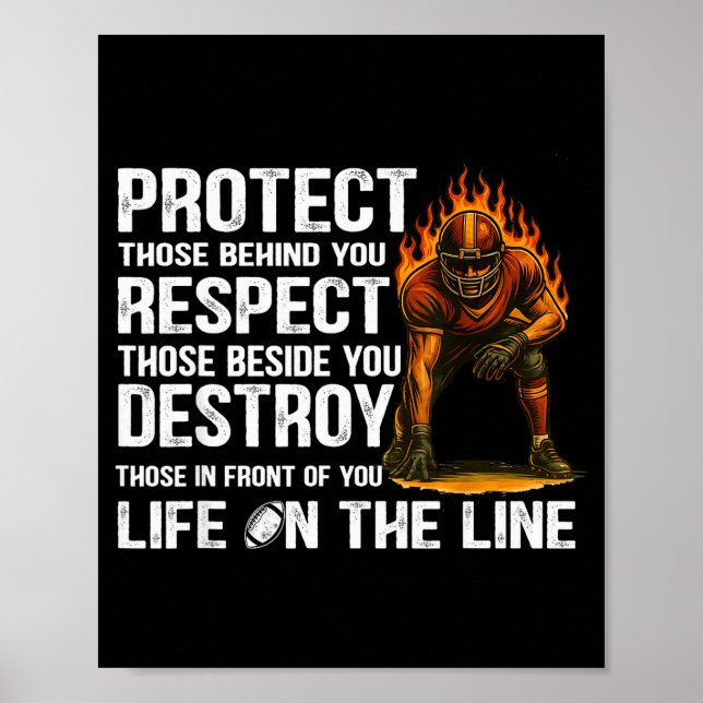 Póster Vintage Protect Respect Destroy Offensive Lineman  (Frente)