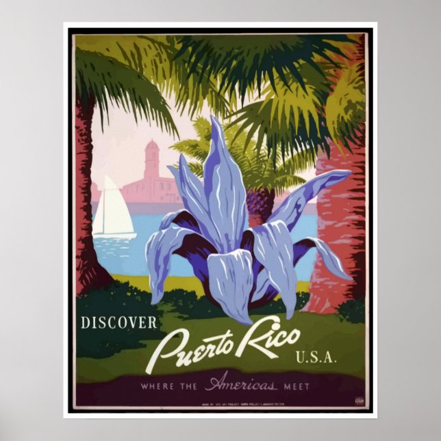 Póster Vintage Puerto Rico Travel Poster (Frente)