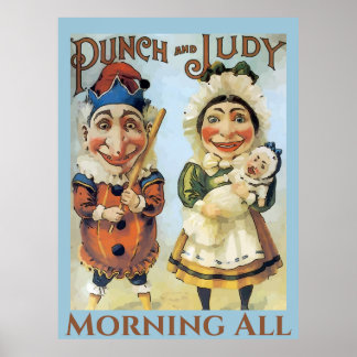 Póster Vintage Punch y Judy Poster, añada Poster de texto