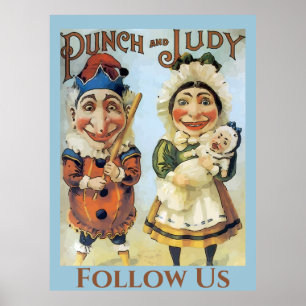 Póster Vintage Punch y Judy Poster, añadir texto