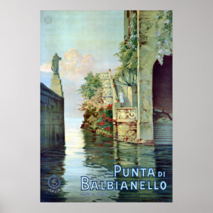 Póster Vintage Punta di Balbianello Lago di Como Italia