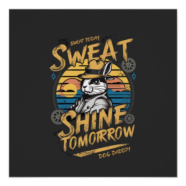 Póster Vintage Rabbit Workout Motivation Art (Anverso)