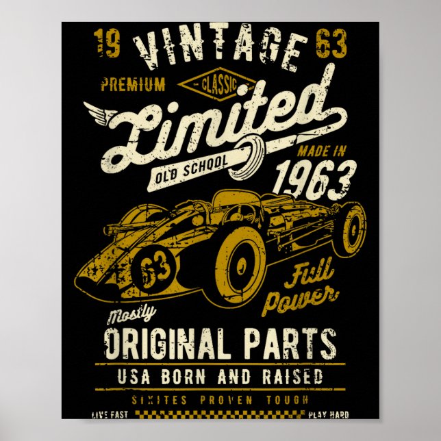 Póster Vintage Race Car Design  (Frente)