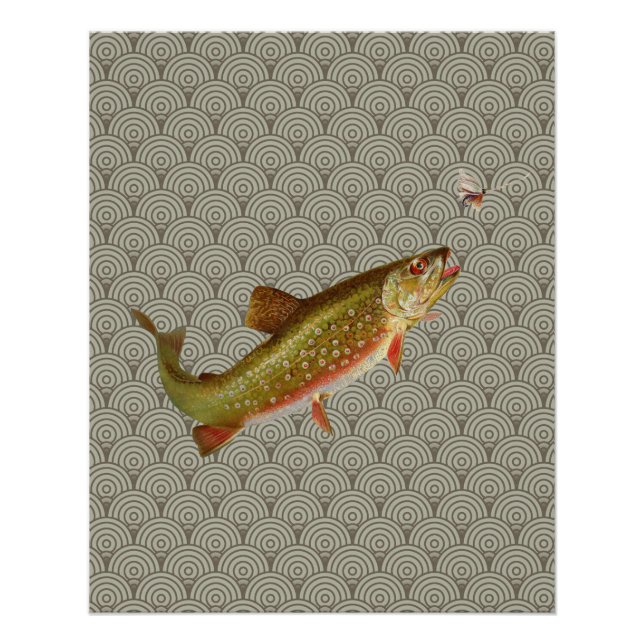 Póster Vintage Rainbow Trout Fly Fishing (Anverso)