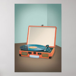 Póster Vintage Record Player With Vinyl Record