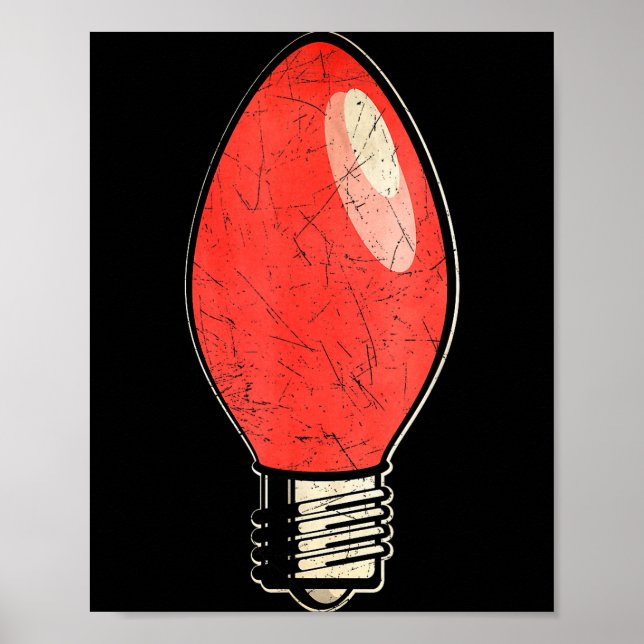 Póster Vintage Red Christmas Tree Light Bulb  (Frente)