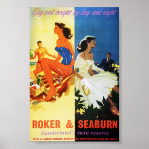 Póster vintage restaurado de Roker y Seaburn en In