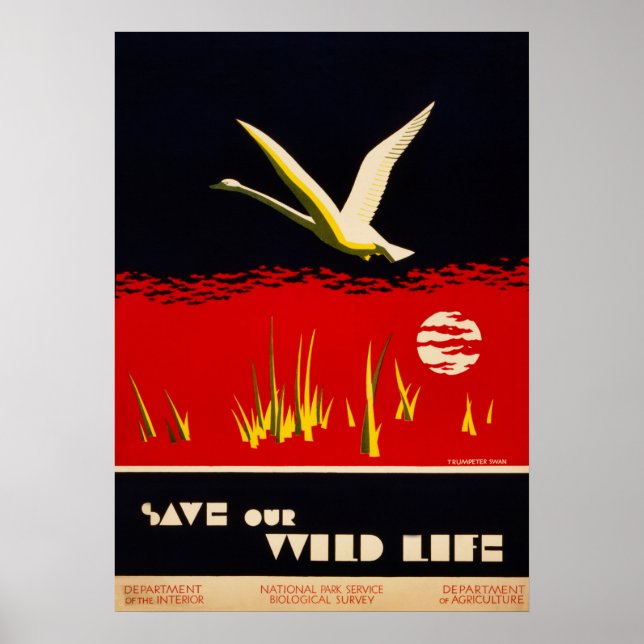 Póster Vintage restaurado salva nuestra vida salvaje trum (Frente)