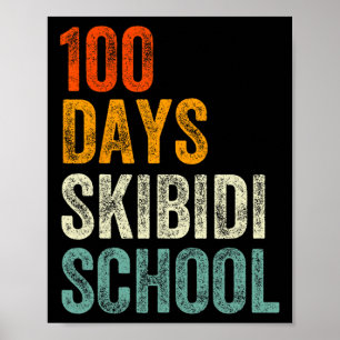 Póster Vintage Retro 100 Días De Chica Escolar Skibidi