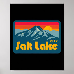 Póster Vintage Retro 70s 80s Salt Lake City Utah Montaña