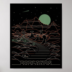 Póster Vintage Retro Badlands National Park South Dakota 