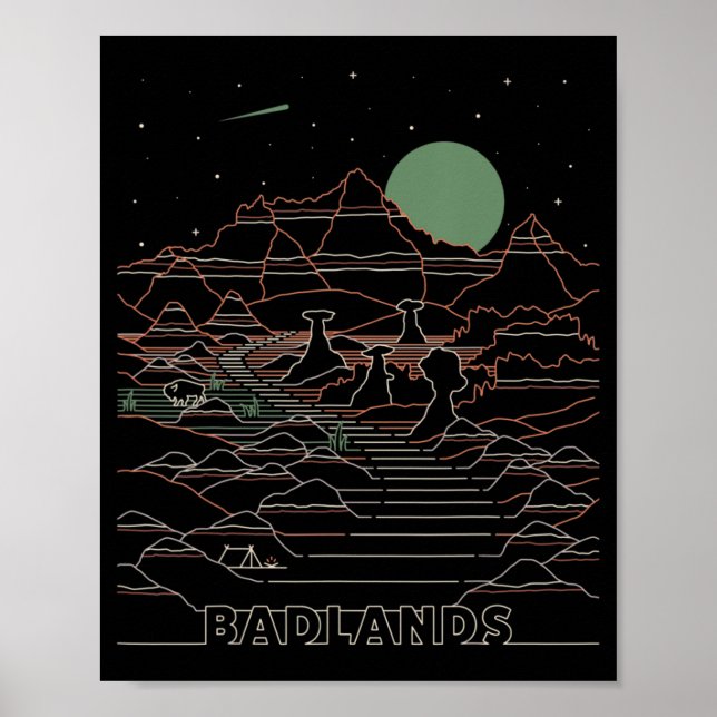 Póster Vintage Retro Badlands National Park South Dakota  (Frente)