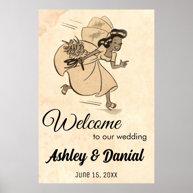 Póster Vintage Retro Bride Funny Classic Welcome Boda (Frente)