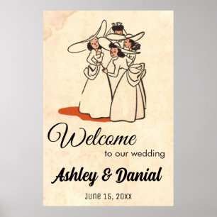 Póster Vintage Retro Bridesmaids Boda Rústico Clásico