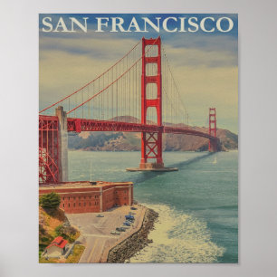 Póster Vintage retro del puente Golden Gate de San Franci