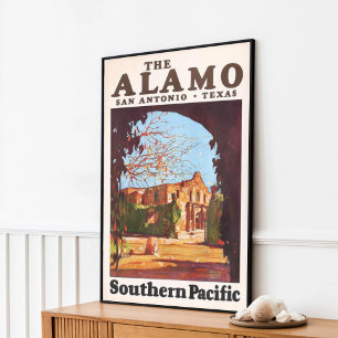Póster Vintage Retro El Álamo San Antonio Texas