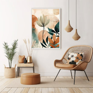 Póster Vintage Retro Floral Mid Century Moderno