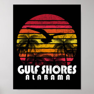 Póster Vintage Retro Gulf Shores Al Alabama Sunset Distre