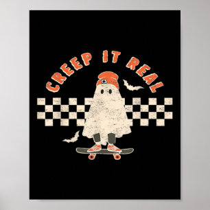 Póster Vintage Retro Halloween Creep it real Ghost Boy Fa