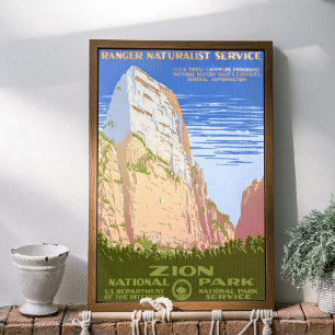 Póster Vintage Retro Parque Nacional Zion Viaje