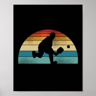 Póster Vintage Retro Pickleball Sunset