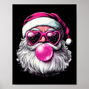 Póster Vintage Retro Santa Navidades Bubble Gum Rosa