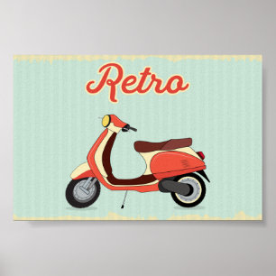 Póster Vintage Retro Scooter