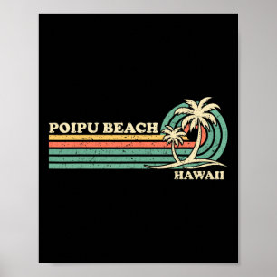 Póster Vintage Retro Summer Vacation Hawaii Poipu Beach