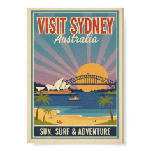 Vintage Retro Sydney Australia Travel Poster