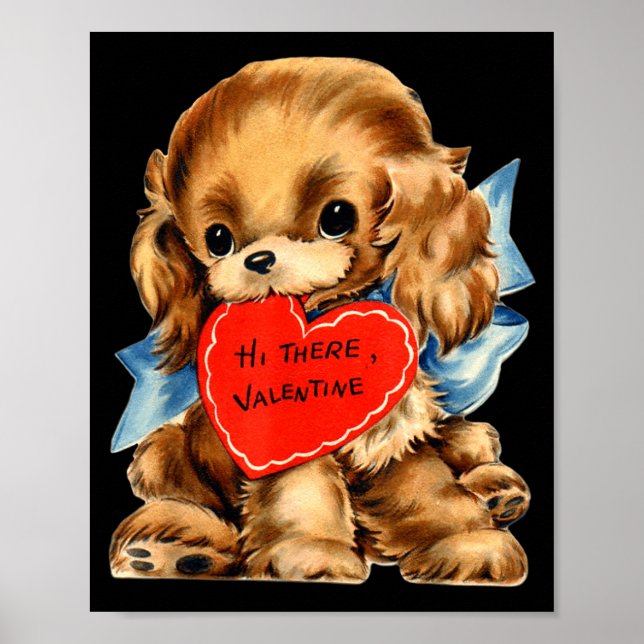 Póster Vintage Retro Valentine's Day Puppy Dog Valentine  (Frente)