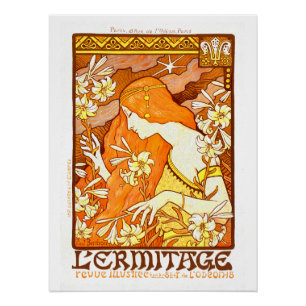Póster vintage revista francesa Art Nouveau mujer