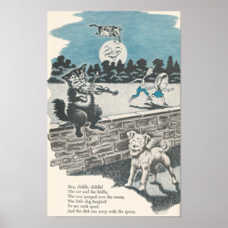 Póster Vintage Rhyme Hey Diddle