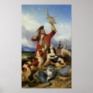 Póster Vintage Richard Ansdell Bird Perros Animal Hawking