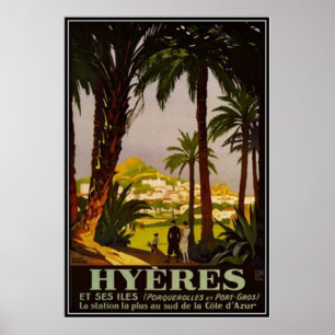Póster Vintage riviera francesa, Francia -
