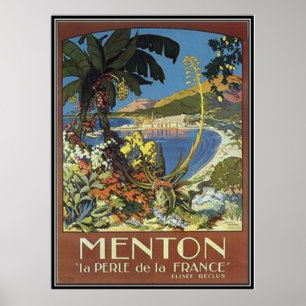 Póster Vintage riviera francesa, Francia -