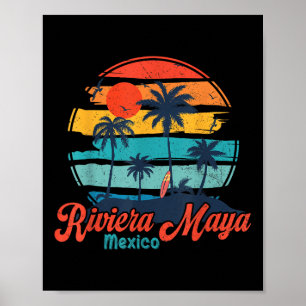 Póster Vintage Riviera Maya Mexico Beach Vibes Vacation S