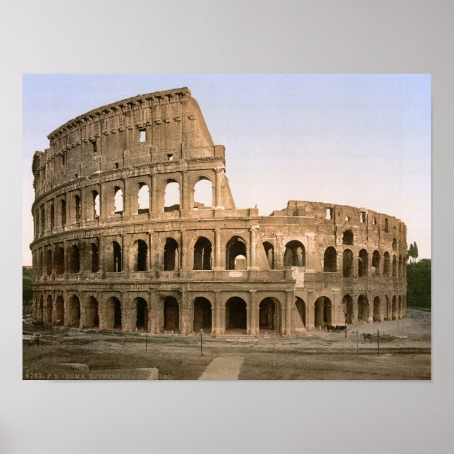 Póster Vintage Rome, Italy, Colosseum amphitheatre (Frente)
