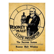 Vintage Rooney Malt Whiskey Liquor Rótulo