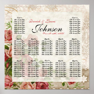 Póster Vintage Rosa De Té Swirl Lace - Tabla De Asientos