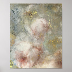 Póster Vintage Rosa Floral Con Acentos De Oro